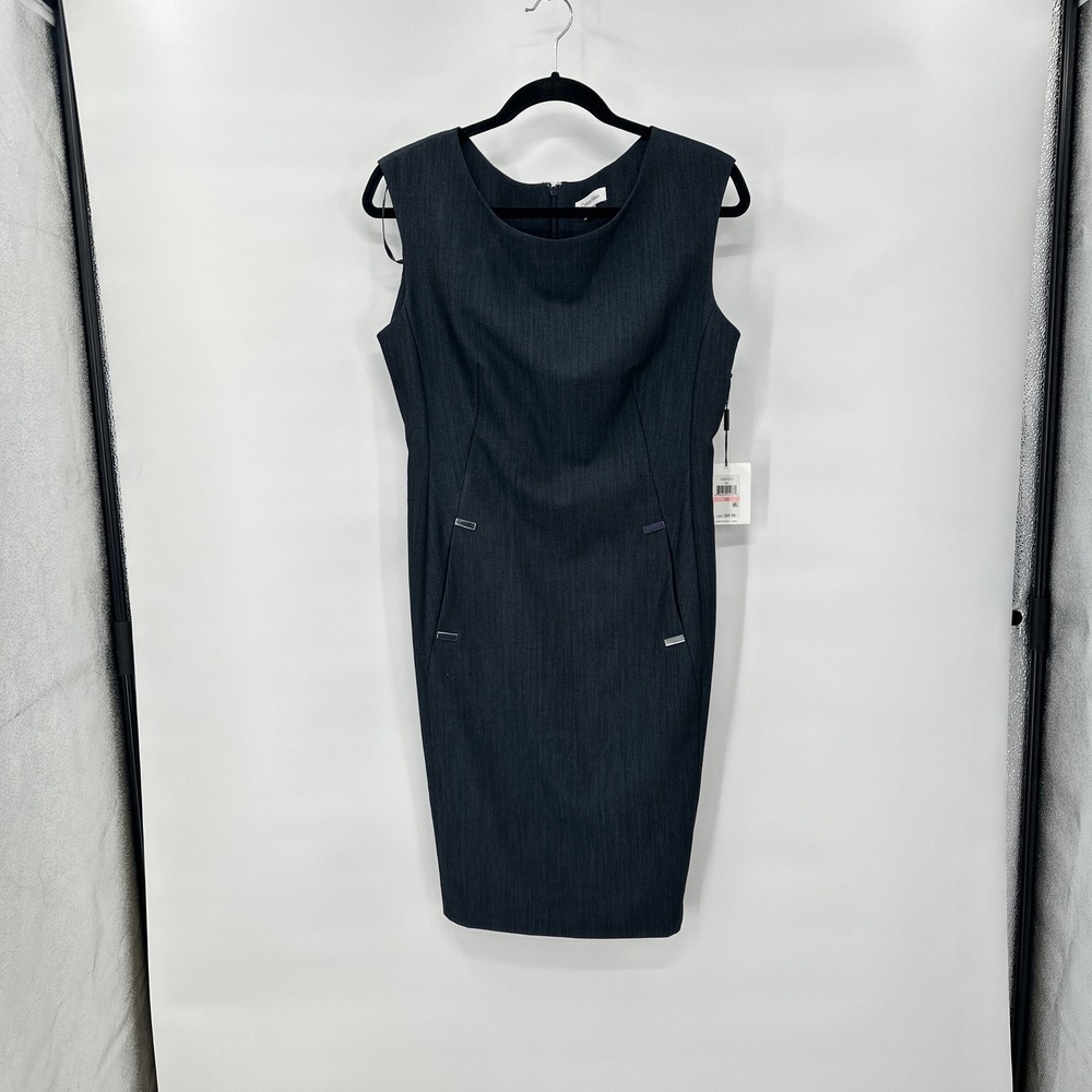 New Calvin Klein Sleeveless Sheath Dress‎ Size 10 Blue Career Work Office